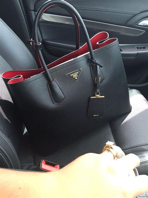 prada black and red bag